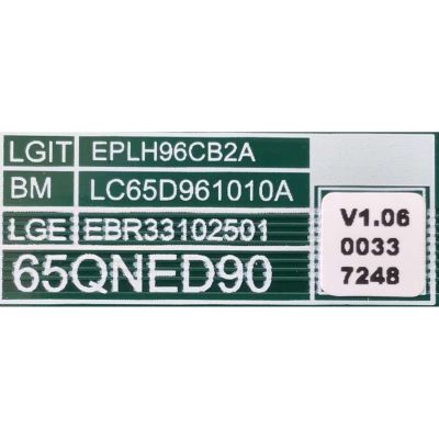 LED DRIVER PARA TV LG / NUEMERO DE PARTE EBR33102501 / 3PCR02978A / EPLH96CB2A / LC65D961010A / 65QNED90 / PANEL HC650MQB-ABDA1-2141 / MODELO  65QNED90UPA / 65QNED90UPA.AUSFLJR - Imagen 2